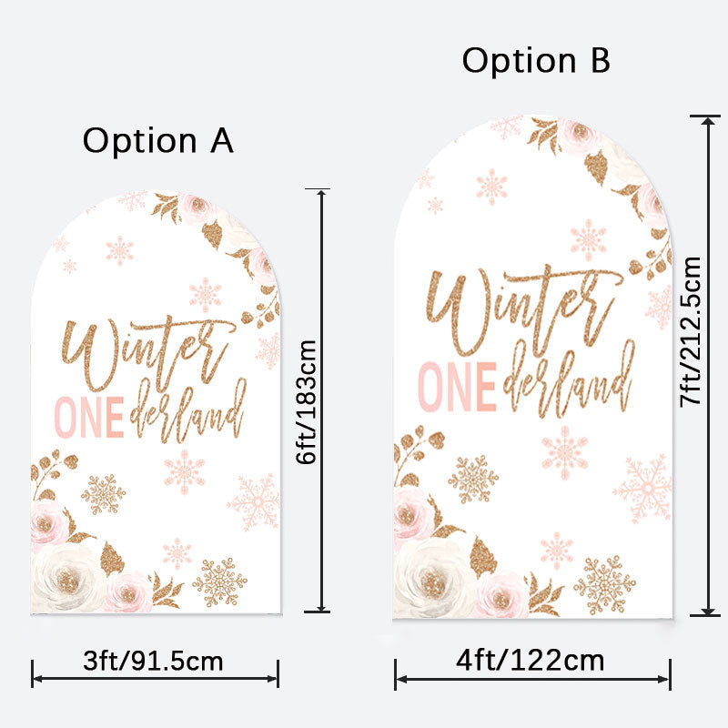 Aperturee - Winter Onederland Birthday Double Sided Arch Backdrop