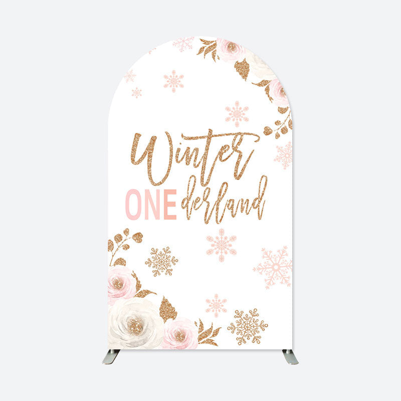 Aperturee - Winter Onederland Birthday Double Sided Arch Backdrop