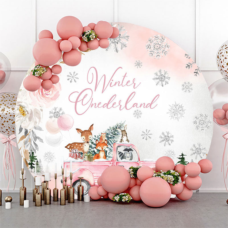 Aperturee Winter Onederland Truck Round 1st Birthday Backdrop