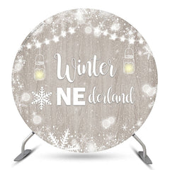 Aperturee Winter Onederland Wooden Round 1st Birthday Backdrop