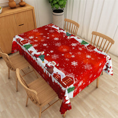 Aperturee - Winter Santa House Red Bokeh Christmas Tablecloth