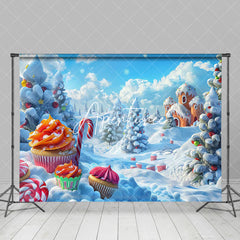 Aperturee - Winter Snow Field Candyland Merry Christmas Backdrop