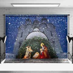 Aperturee - Winter Snow Night Nativity Photo Christmas Backdrop