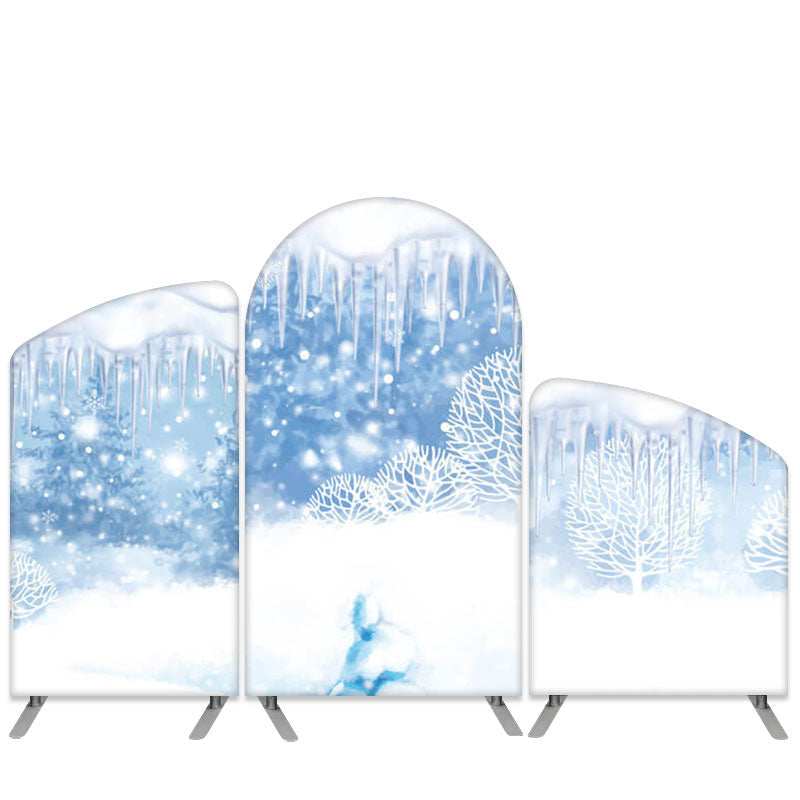 Aperturee Winter Snowflake Bokeh Theme Blue White Arch Backdrop Kit