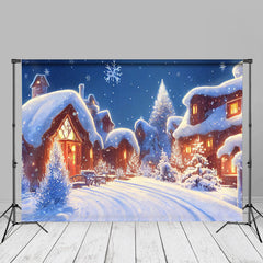 Aperturee - Winter Snowflake Quiet Village Christmas Backdrop