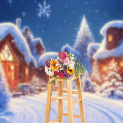 Aperturee - Winter Snowflake Quiet Village Christmas Backdrop