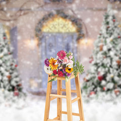 Aperturee - Winter Snowflakes Outdoor Christmas Tree Backdrop