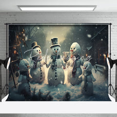 Aperturee - Winter Snowman Christmas Backdrop For Photo