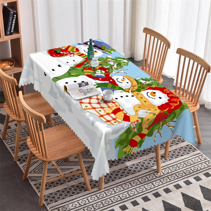 Aperturee - Winter Snowman Pinaster Christmas Party Tablecloth