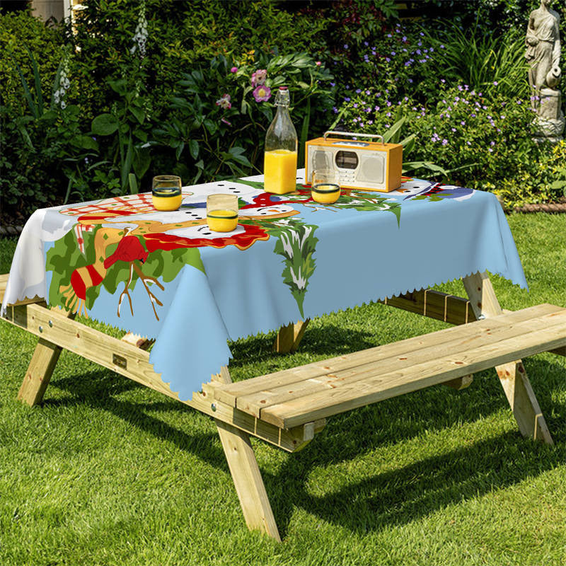 Aperturee - Winter Snowman Pinaster Christmas Party Tablecloth