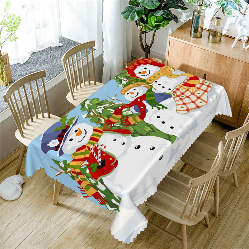 Aperturee - Winter Snowman Pinaster Christmas Party Tablecloth