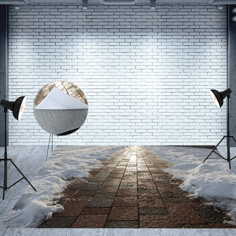 Aperturee - Winter Sunlight Brick Street Melting Snow Floor Mat