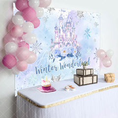 Aperturee - Winter Wonderland Castle Snowy Birthday Backdrop