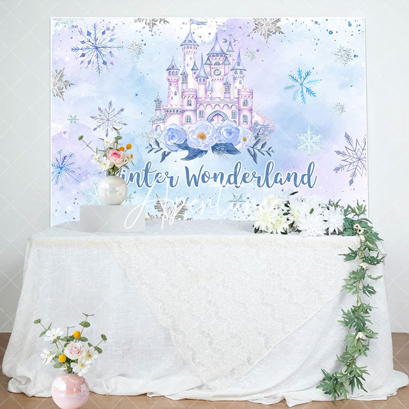 Aperturee - Winter Wonderland Castle Snowy Birthday Backdrop