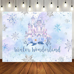 Aperturee - Winter Wonderland Castle Snowy Birthday Backdrop