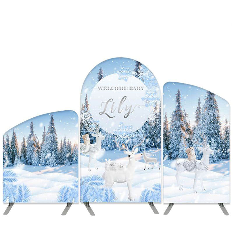 Aperturee Winter Wonderland Theme Little Elk Baby Shower Arch Backdrop Kit