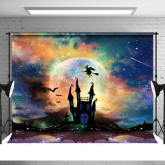 Aperturee - Witch Bat Castle Moon Scary Night Halloween Backdrop