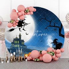 Aperturee - Witch Moon Night Castle Round Halloween Backdrop