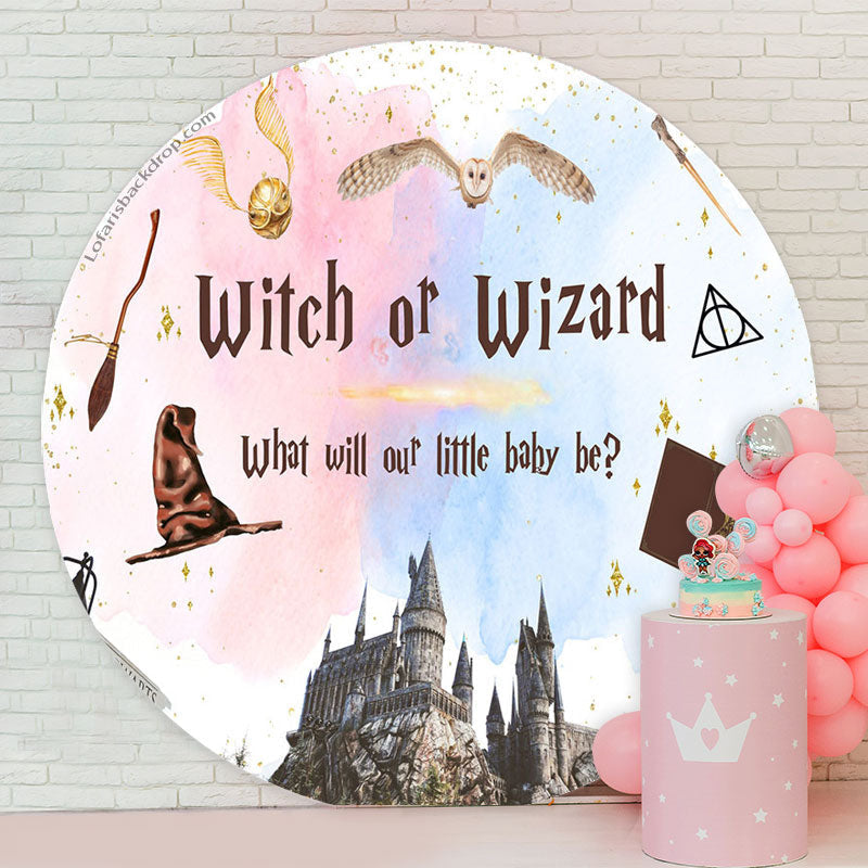 Aperturee - Witch Or Wizard Hogwarts Circle Baby Shower Backdrop