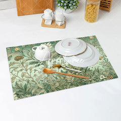 Aperturee - Withered Floral Leaves Vintage Set Of 4 Placemats