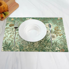 Aperturee - Withered Floral Leaves Vintage Set Of 4 Placemats