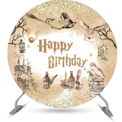 Aperturee - Wizard Magic World Round Happy Birthday Backdrop