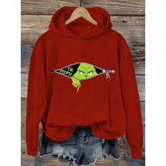 Aperturee - Women’s Ew People Christmas Print Hooded Sweatshirt