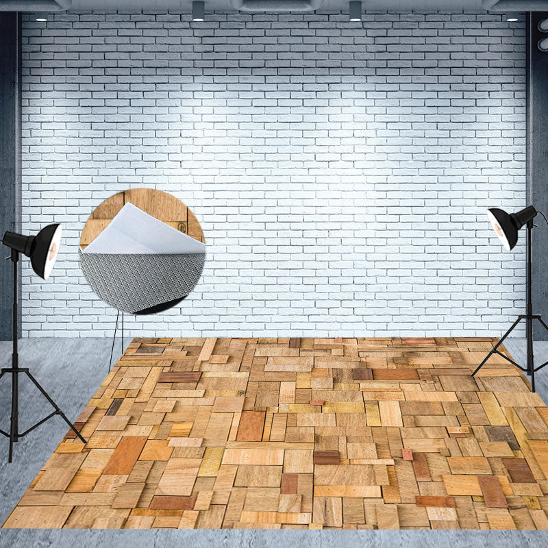 Aperturee - Wood Blocks Stack Up Photography Rubber Floor Mat