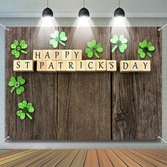 Aperturee - Wood Board Buttons Clovers St Patricks Day Backdrop