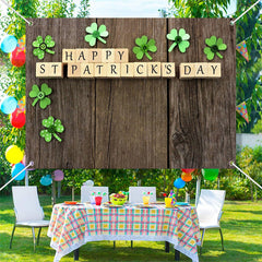 Aperturee - Wood Board Buttons Clovers St Patricks Day Backdrop