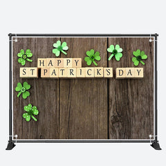 Aperturee - Wood Board Buttons Clovers St Patricks Day Backdrop