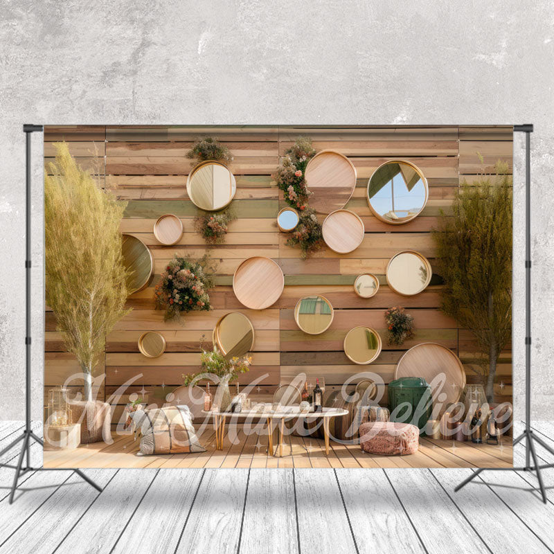 Aperturee - Wood Board Wall Mirror Birthday Cake Smash Backdrop