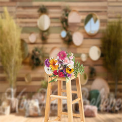 Aperturee - Wood Board Wall Mirror Birthday Cake Smash Backdrop