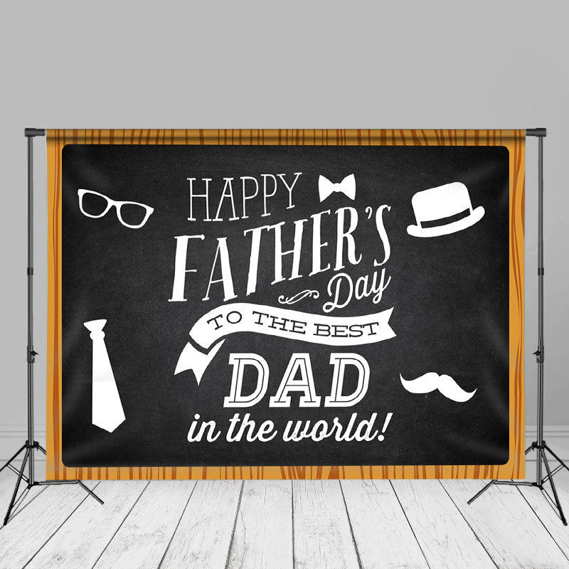 Aperturee - Wood Border Hat Ties Black Fathers Day Backdrop Diy