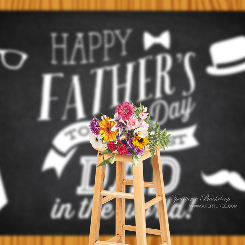 Aperturee - Wood Border Hat Ties Black Fathers Day Backdrop Diy