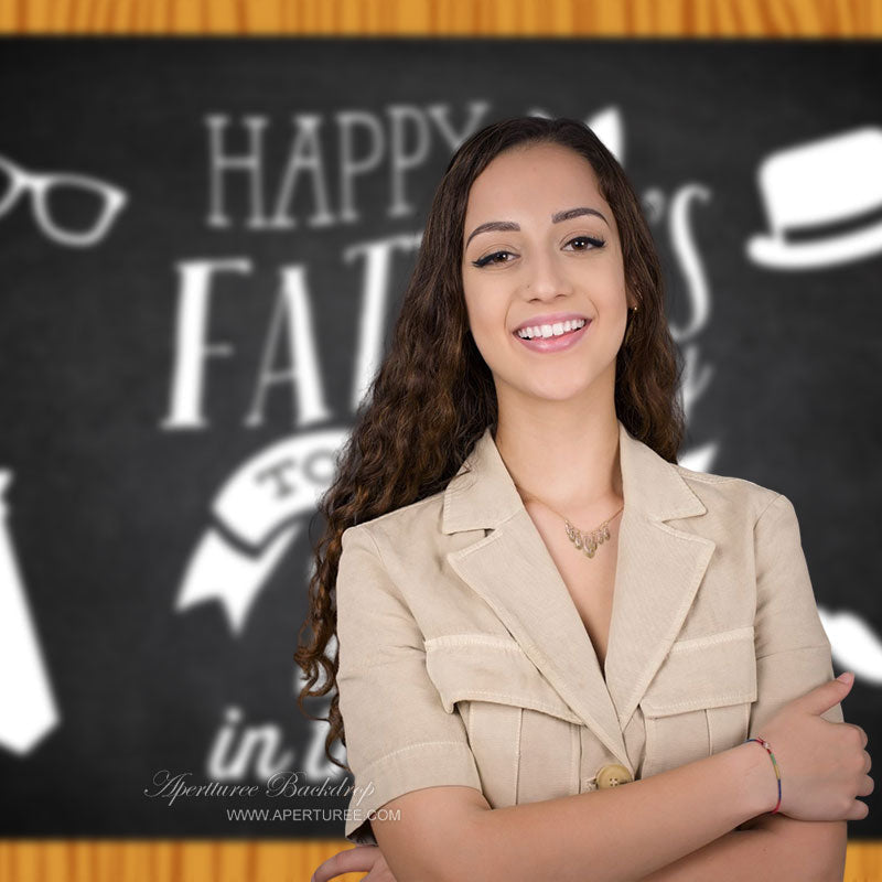 Aperturee - Wood Border Hat Ties Black Fathers Day Backdrop Diy