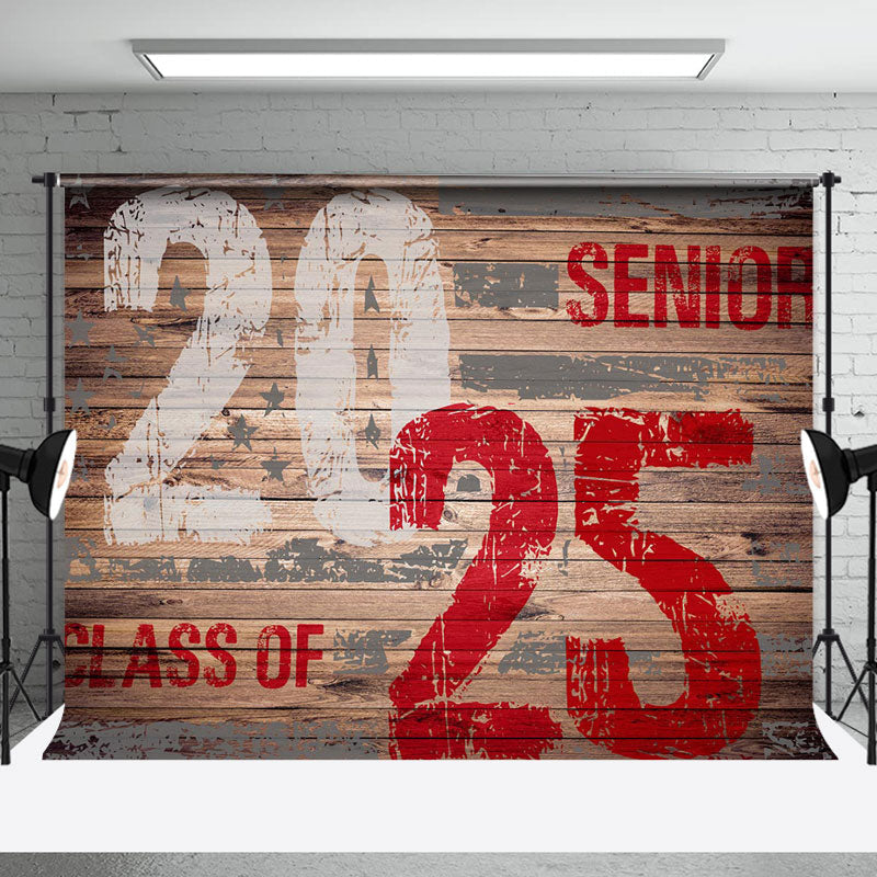 Aperturee - Wood Class Of 2025 Senior Grad Photography Backdrop