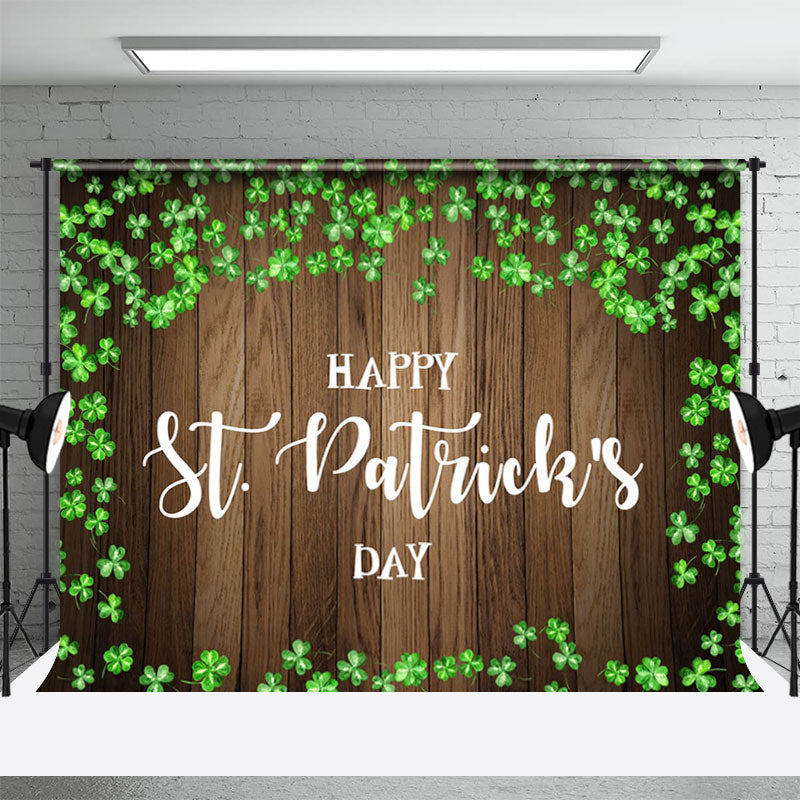 Aperturee - Wood Pattern Green Gift Box St Patricks Day Backdrop