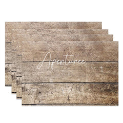 Aperturee - Wood Plank Grain Texture Dining Set Of 4 Placemats