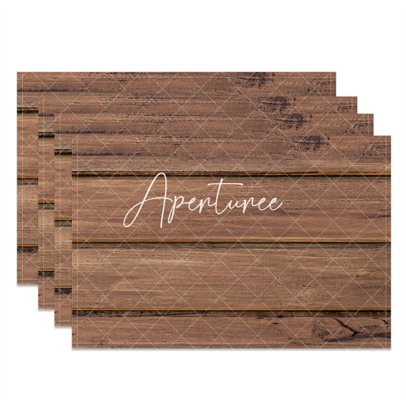 Aperturee - Wood Plank Grain Texture Fabric Set Of 4 Placemats