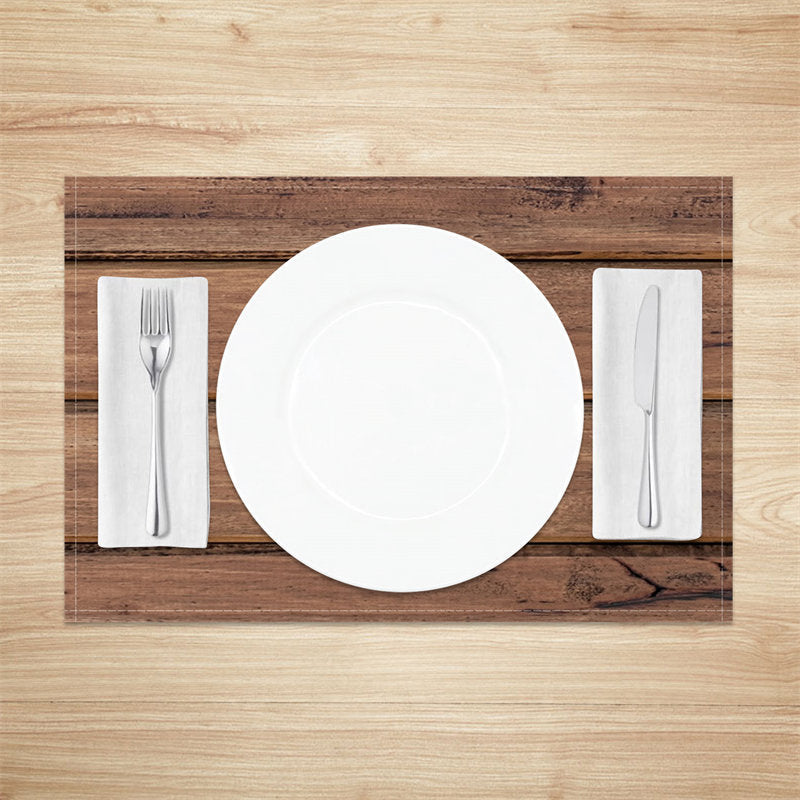 Aperturee - Wood Plank Grain Texture Fabric Set Of 4 Placemats