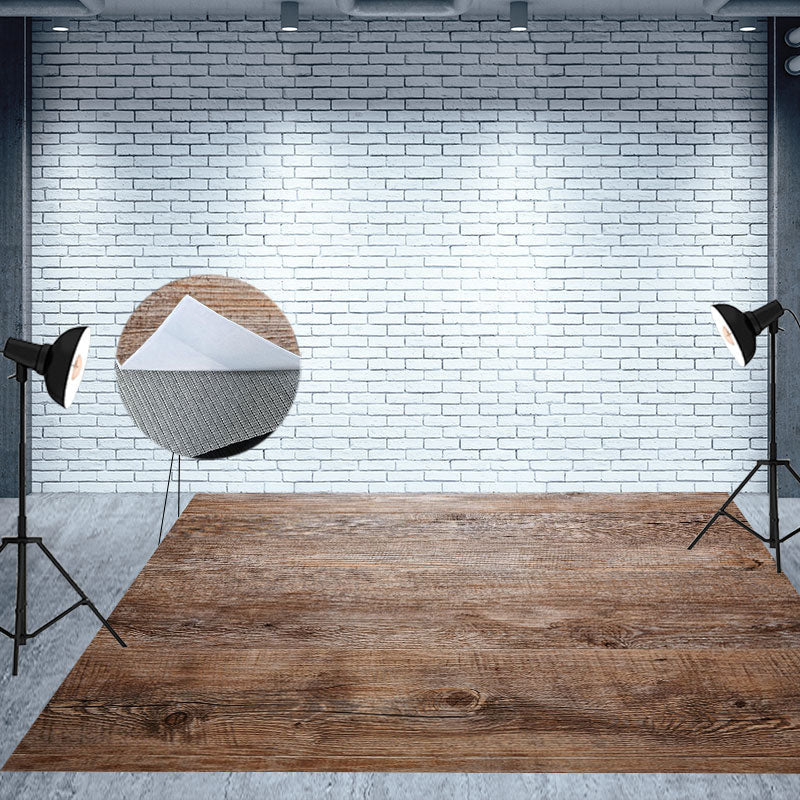 Aperturee - Wood Texture Brown Rubber Floor Mat For Photoshoot