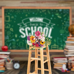 Aperturee - Wooden Blackboard Books Back To School Backdrop