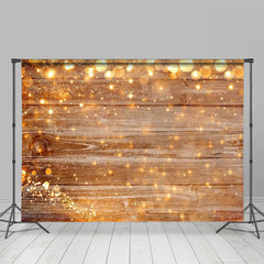 Aperturee - Wooden Board Golden Glitter Bokeh Party Backdrop