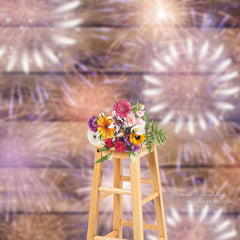 Aperturee - Wooden Board Wall Spark Photo Backdrop For New Year