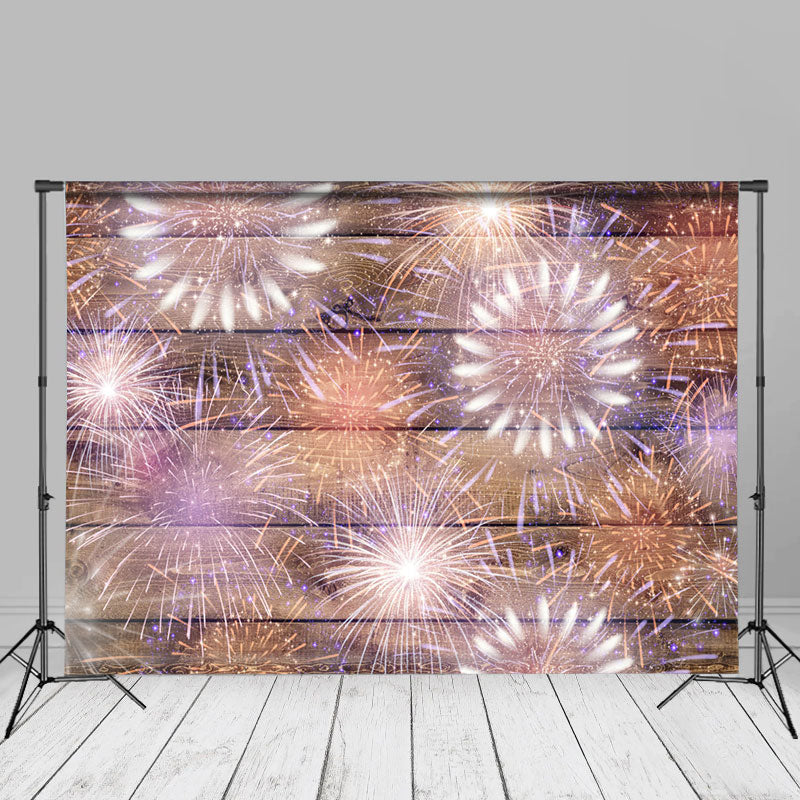 Aperturee - Wooden Board Wall Spark Photo Backdrop For New Year