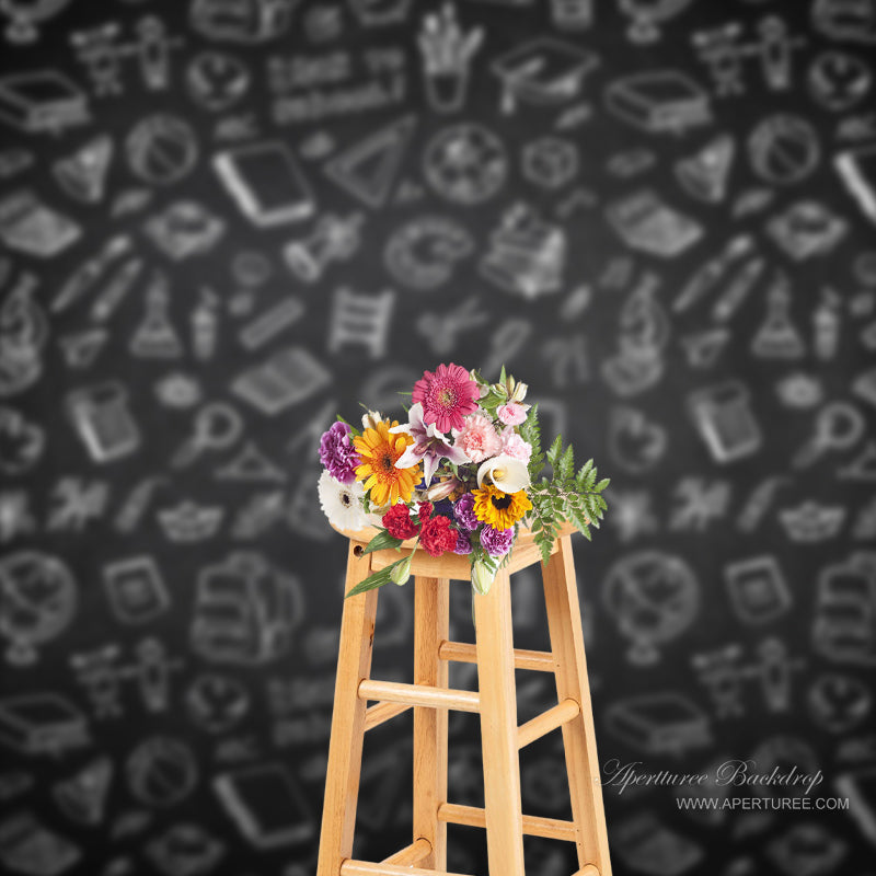 Aperturee - Wooden Floor Blackboard Back To School Backdrop