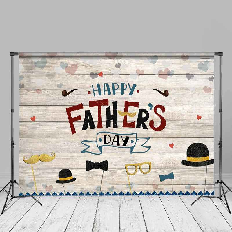 Aperturee - Wooden Heart Hat Ties Backdrop For Fathers Day Party