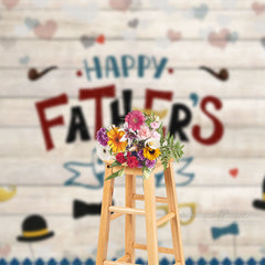 Aperturee - Wooden Heart Hat Ties Backdrop For Fathers Day Party