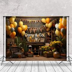 Aperturee - Wooden House Balloon Decoration Birthday Backdrop